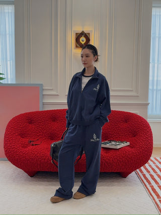SPORTY & RICH - Vendome Straight Leg Sweatpant in Navy