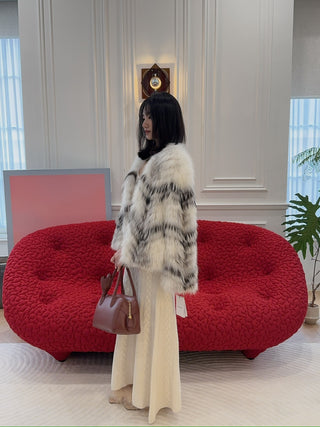 YVES SALOMON - JACKET FOX BANDS/MERINOS KNITWEAR / NUANCE INUIT