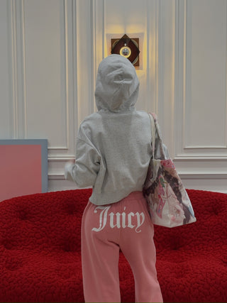 SPORTY & RICH - UCLA Crest Cropped Zip Hoodie in Gray