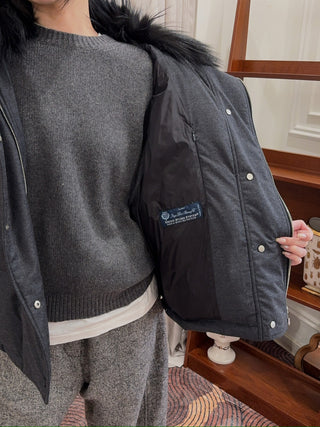 YVES SALOMON - VEST MADE WITH LORO PIANA FLANNEL FABRIC/FOX
