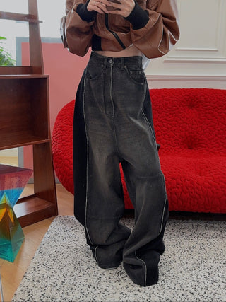 MM6 Maison Margiela BLACK WIDE LEGS 5 POCKET JEANS