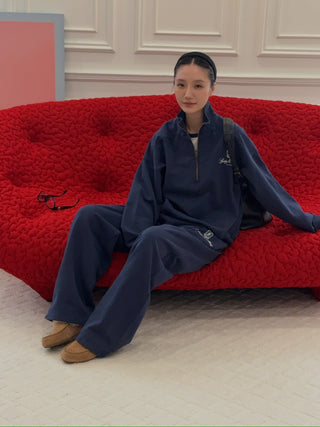 SPORTY & RICH - Vendome Quarter Zip in Navy