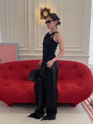 BLUMARINE - RIB TANK TOP / NERO