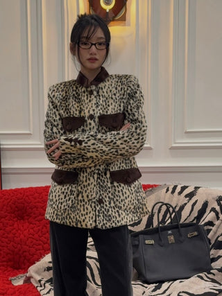 CARELLI - Carol Leopard Jacket in Beige Leopard Print