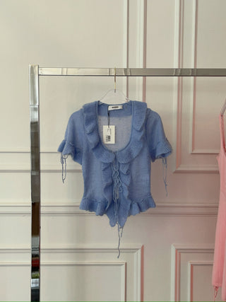 GUIZIO RUFFLE KNIT TIE TOP