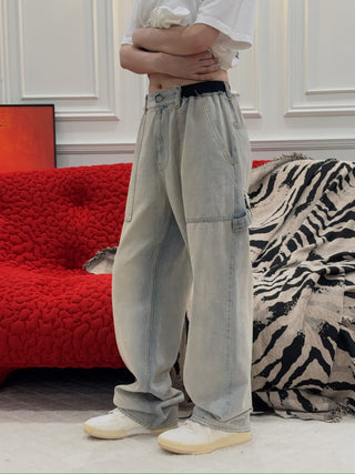 MM6 Maison Margiela- Wide-Leg Denim Jeans in Light Blue