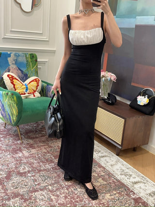 ROWEN ROSE Sleeveless Jersey Long Dress with Gathered Neckline