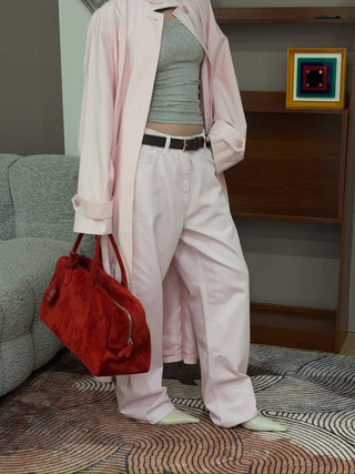 MAGDA BUTRYM - Loose-Leg Denim Pants in Pink