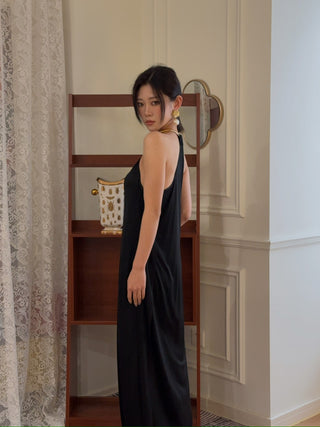 BEVZA - Spikelet Neck Dress in Black