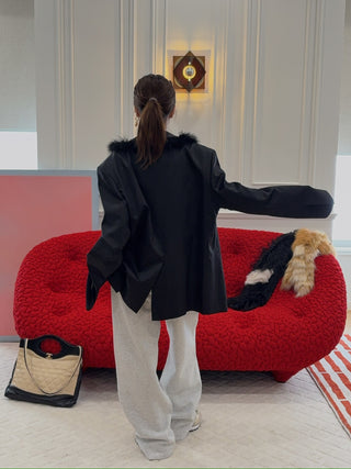 BONBOM FURRY SHAWL BLAZER