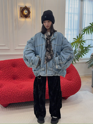 HED MAYNER - BELTED DENIM JACKET