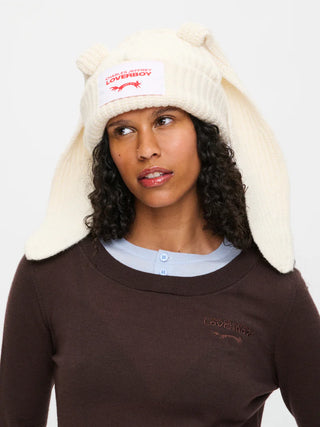LOVERBOY - CHUNKY RABBIT BEANIE in ECRU