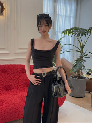 MAGDA BUTRYM Double layer tank top in black