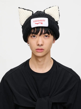 LOVERBOY - CHUNKY EARS BEANIE in Black and ECRU