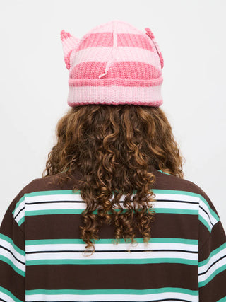 LOVERBOY - CHUNKY EARS BEANIE in PINK STRIPE