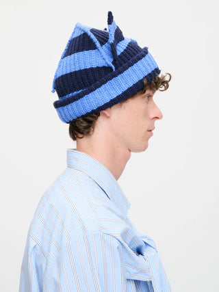LOVERBOY - CHUNKY EARS BEANIE in  BLUE NAVY STRIPE