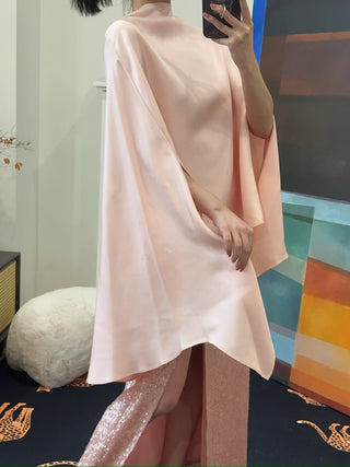 LAPOINTE - SILKY TWILL OVERSIZED CAPE TEE / LIGHT PINK