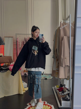 MARTINE ROSE - WOVEN CLASSIC HOODIE / BLBDB