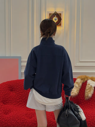 SPORTY & RICH - Vendome Quarter Zip in Navy