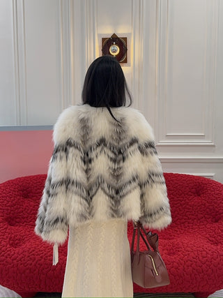 YVES SALOMON - JACKET FOX BANDS/MERINOS KNITWEAR / NUANCE INUIT