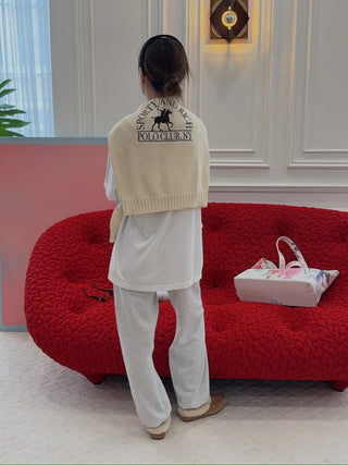 SPORTY & RICH - Polo Club Knitted Sweater in Cream