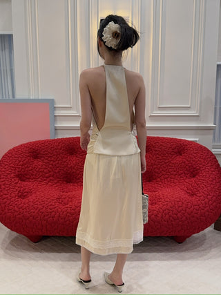 THE ANDAMANE VERUSHKA TOP Cowl Neck Top Satin Ivory