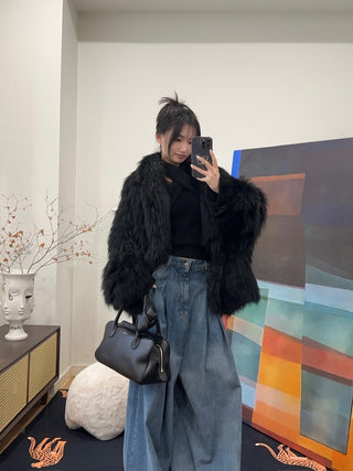 SIMONETTA RAVIZZA ALVIN R - REVERSIBLE SILVER FOX TRICOT JACKET