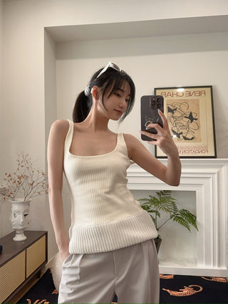16ARLINGTON KEO TANK WIDE JERSEY RIB ECRU
