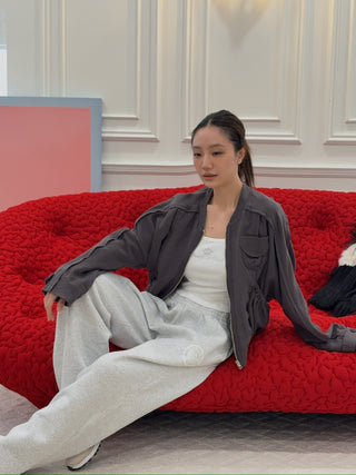 OPEN YY LINEN PANELED BOMBER