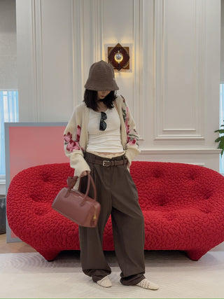 MAGDA BUTRYM -Lace-detail wool tapered trousers in brown