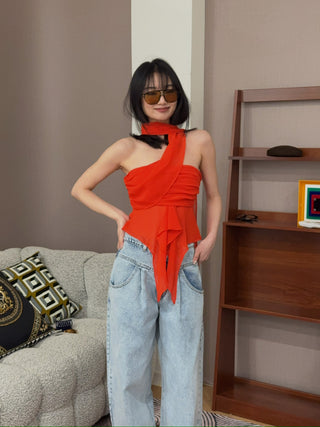 GUIZIO  Chiffon Warp Around Top
