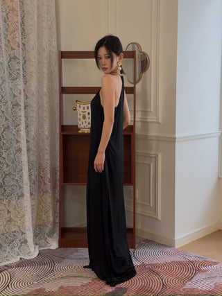 BEVZA - Spikelet Neck Dress in Black