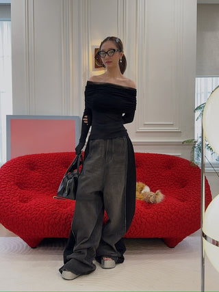 MM6 Maison Margiela BLACK WIDE LEGS 5 POCKET JEANS