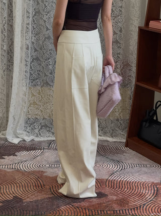 BEVZA - High Waisted Trousers in White