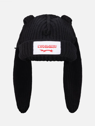 LOVERBOY - CHUNKY RABBIT BEANIE in Black