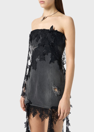 BLUMARINE - MINI DENIM DRESS WITH LACE