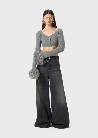 BLUMARINE - STONE-WASHED SUPERWIDE-LEG DENIM JEANS