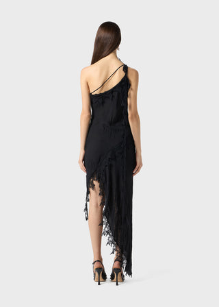 BLUMARINE - Chiffon Dress With Lace in Black