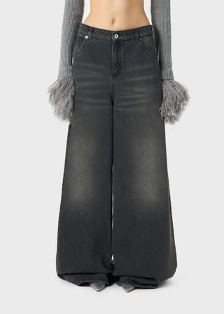 BLUMARINE - STONE-WASHED SUPERWIDE-LEG DENIM JEANS