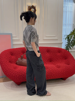 GIUSEPPE DI MORABITO WOOL TARTAN KNITWEAR TOP