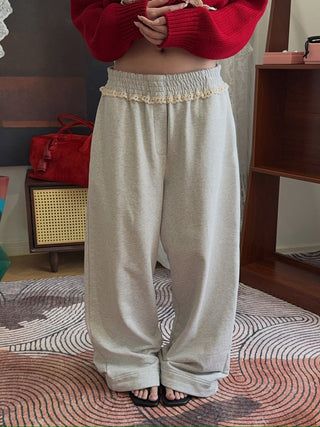 MAGDA BUTRYM - Lace-detail Sweatpants in Grey