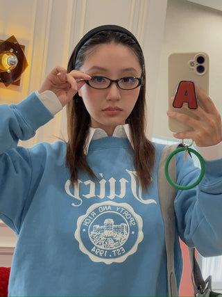 SPORTY & RICH X JUICY COUTURE - Juicy Emblem Crewneck in Sky Blue