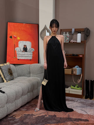 BEVZA - SPIKELET NECK DRESS / BLACK