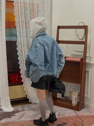 HED MAYNER - BELTED DENIM JACKET