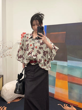 MARTINE ROSE Shockcord Brand-Print Short-Sleeves Relaxed-Fit Woven Shirt