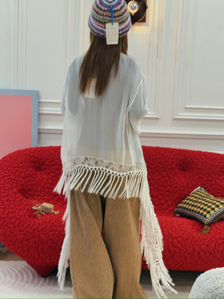 BLUMARINE - EMBR Relaxed Georgette Shirt in Soft Pearl