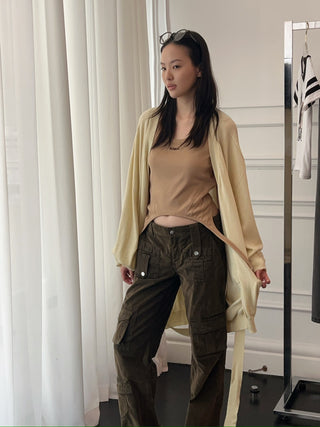 BLUMARINE - VELVET PANTS / DARK OLIVE