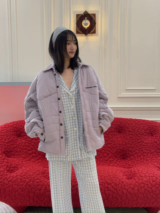 NATASHA ZINKO COTTON CHECKED MUSCLE JACKET