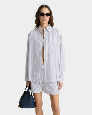 SPORTY & RICH - SRC Oversized Shirt in Blue Striped