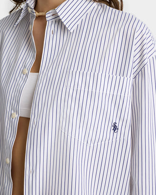 SPORTY & RICH - SRC Oversized Shirt in Blue Striped